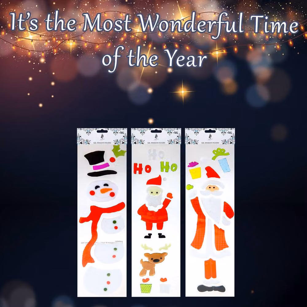 VFM e-Store Christmas Adhesive Paper Stickers in 3 Varied Designs, Multicolour, W: 15 cm, H: 55 cm – 2
