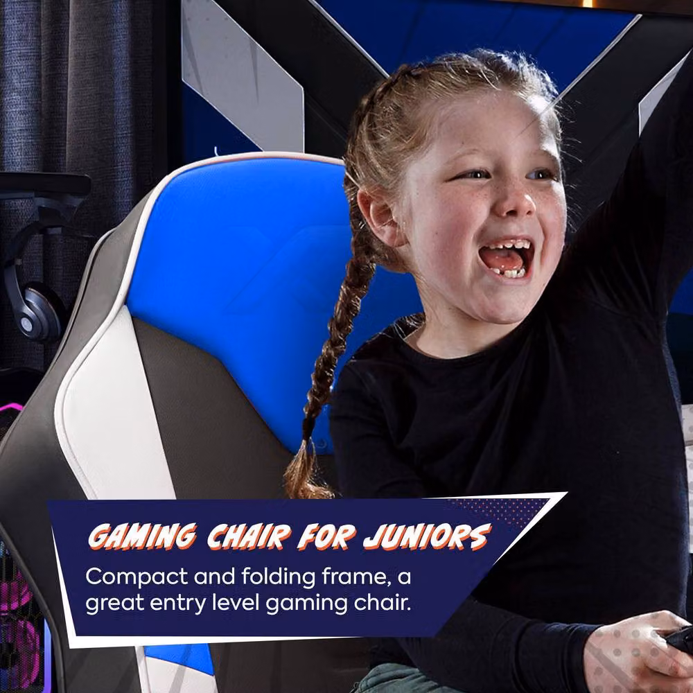 X Rocker Shadow 2.0 Audio Floor Rocker Gaming Chair for Kids in Blue – 2