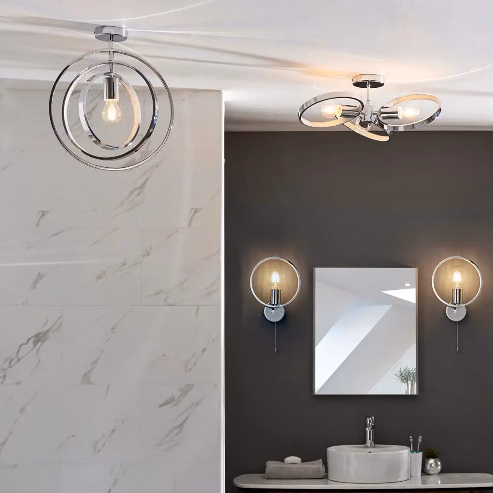 Loops Modern Chrome and Transparent Acrylic LED Bathroom Wall Light Fitting – 3