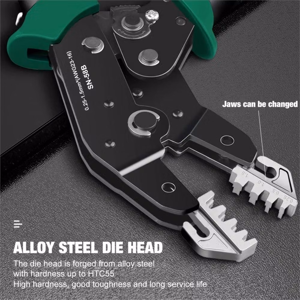 SPETLEK UK Ratchet Crimper Wire Plier Kit for Electrical Cable Terminals, Green Steel Set – 3