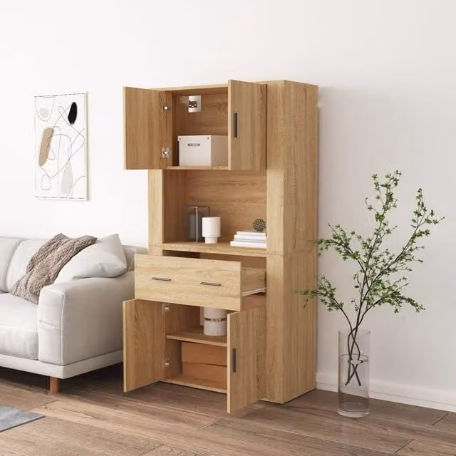 Berkfield Home Sonoma Oak Highboard in Beige Engineered Wood