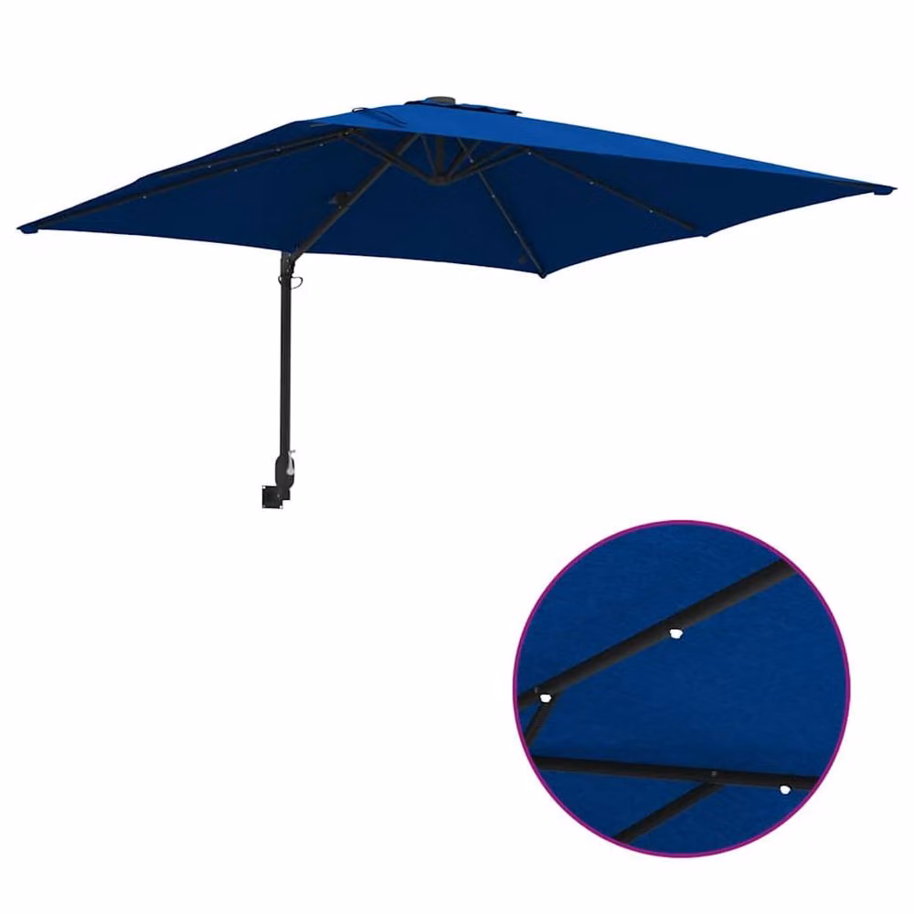 Berkfield Home Traditional Garden Parasol in Blue, W/D: 2.5 x 2.5 m – 6