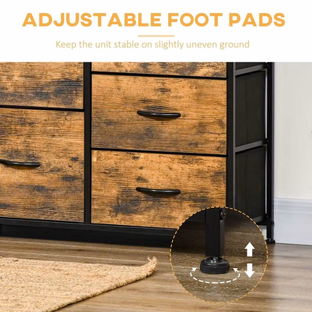 STILVORA Industrial Chest of Drawers with Storage in Rustic Brown and Black – 6