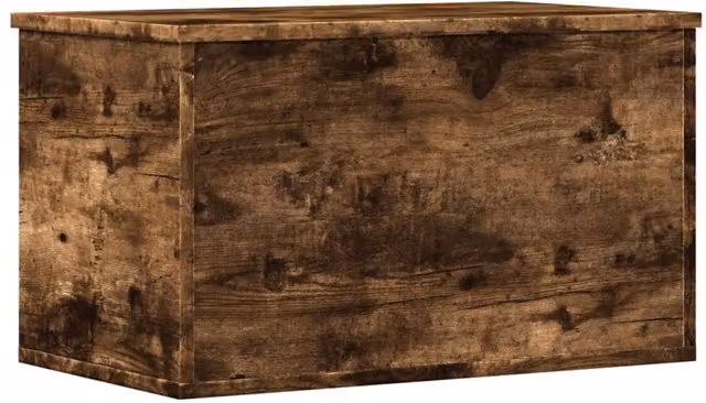 Berkfield Home Storage Box in Smoked Oak Brown with Removable Lid, W/D/H: 60 x 35 x 35 cm
