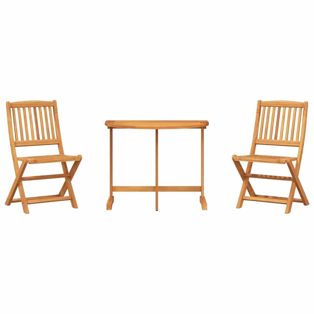 Berkfield Home 3 Piece Folding Garden Dining Set in Brown Solid Acacia Wood – 2