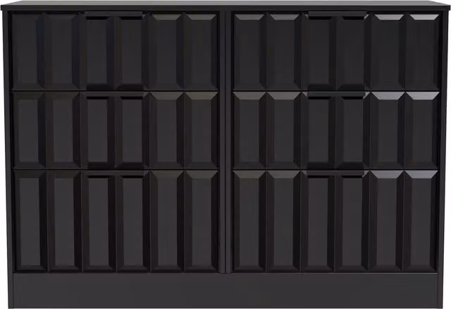 Ready Assembled 2 U Seattle 6 Drawer Wide Chest in True Black and Gold