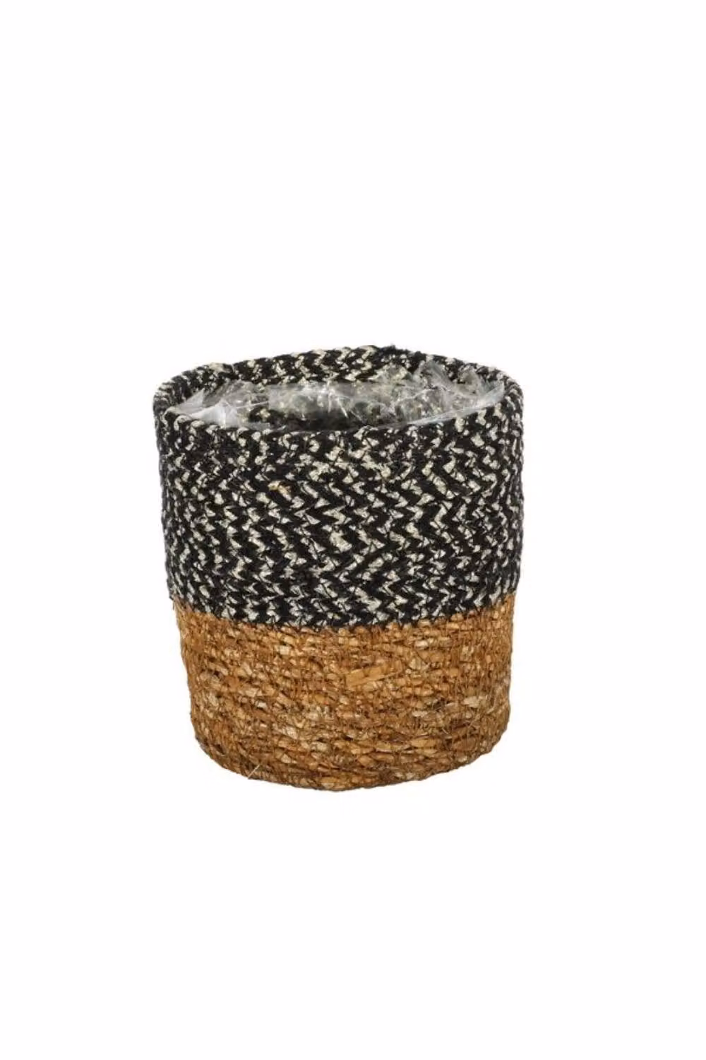 KDMD Natural and Black Seagrass Open Weave Baskets with Liner, 5 Pack, W/D/H: 12 x 12 x 12 cm – 2