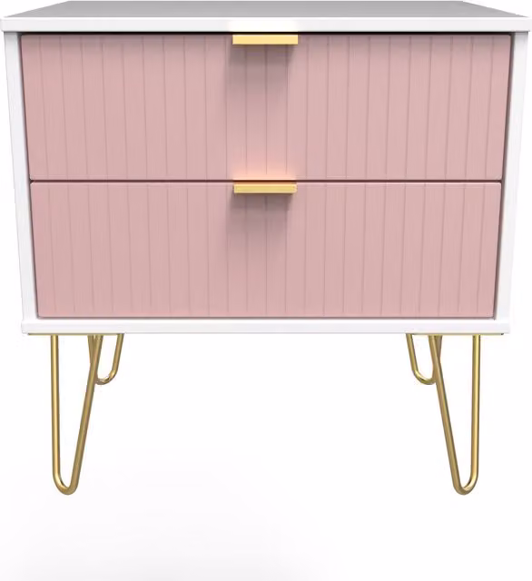 2 U Bexley 2 Drawer Side Table in Pink and Gold