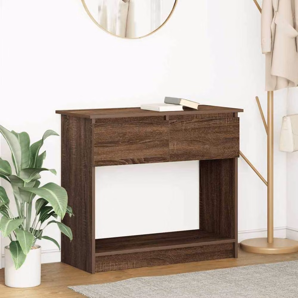 Berkfield Home Modern Console Table with Drawers, Brown Oak, W: 85.5 cm, D: 38.5 cm, H: 74.5 cm – 2