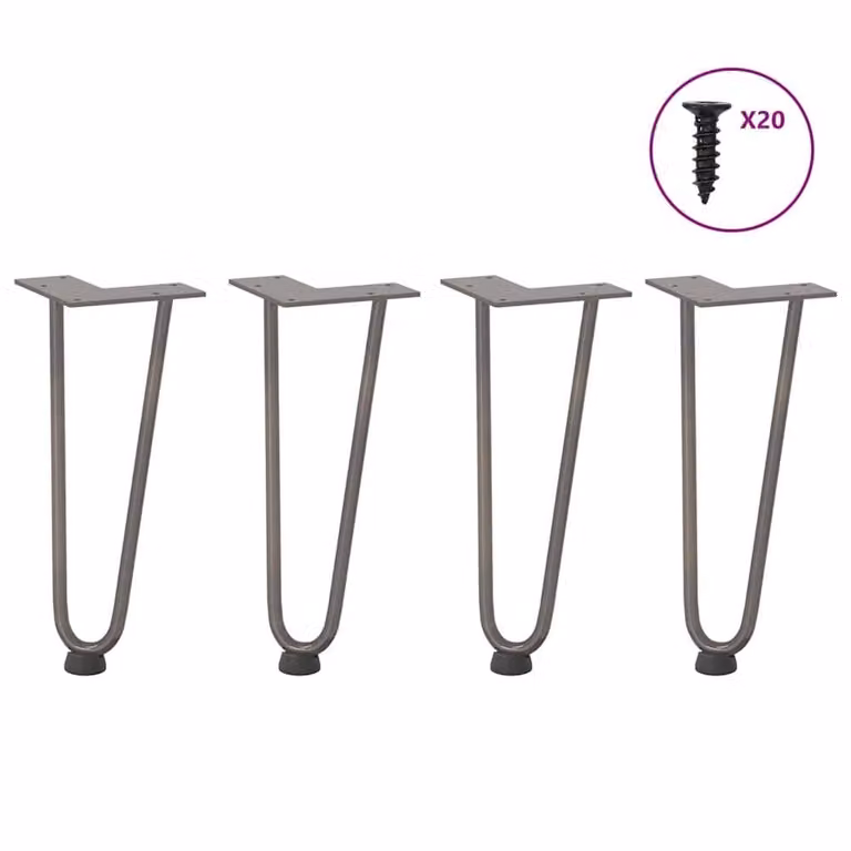 Berkfield Home Hairpin Table Legs, 4 Pieces, Dark Grey Solid Steel, Height: 30 cm