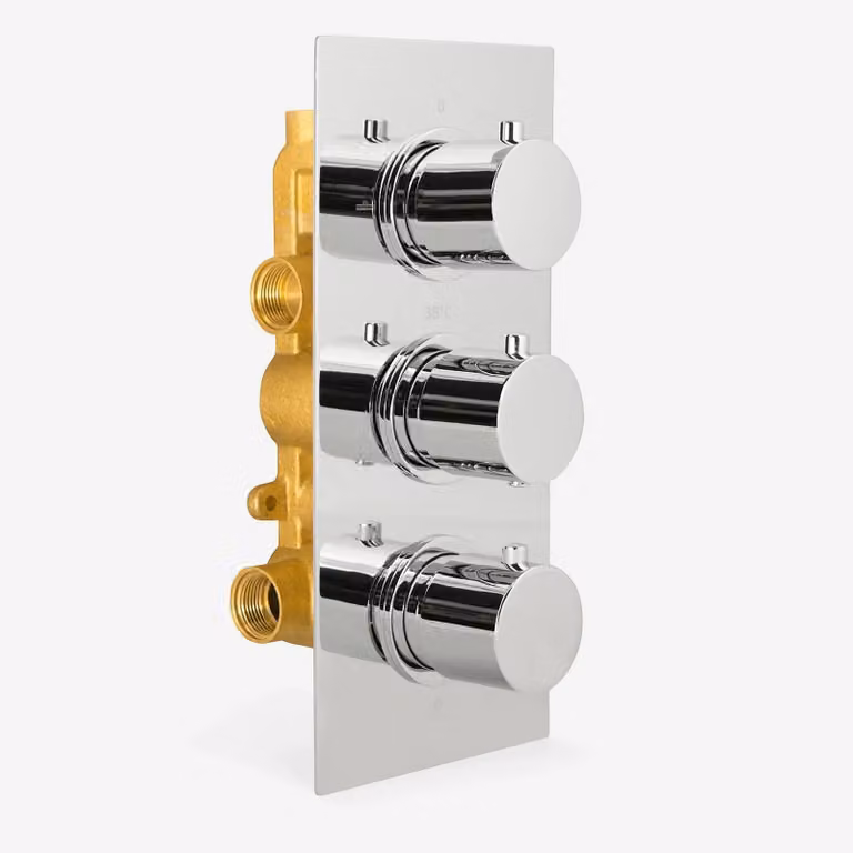 Nes Home Lilly Concealed Thermostatic Mixer Shower Set with 3-Way Dial and Handheld Shower in Silver