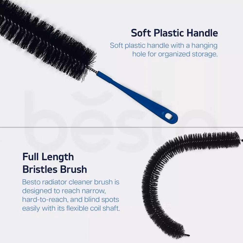SPETLEK 2-Pack Long Reach Flexible Radiator Cleaning Brushes in Black, Length: 78 cm – 3