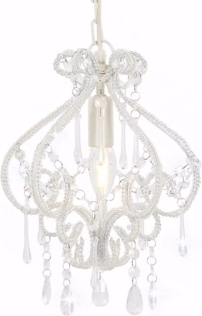 Berkfield Home Round Crystal Ceiling Lamp in White with E14 Bulb Holder