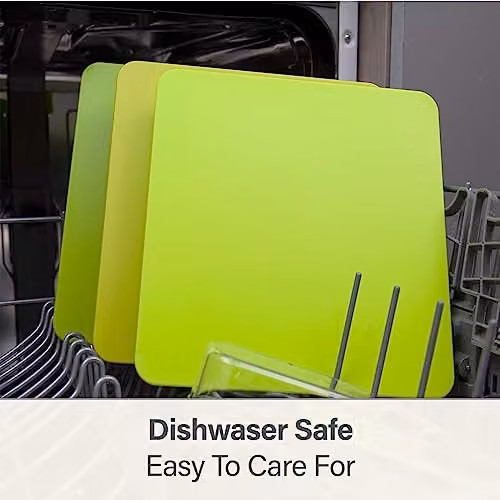 Calitek Set of 3 Green Plastic Chopping Boards with Storage Holder – 3