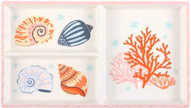 Something Different Shell & Coral Multicolour Ceramic Trinket Tray