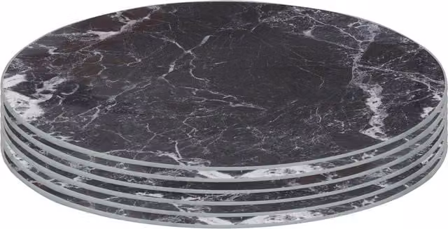 Harbour Housewares Set of 6 Round Black Glass Placemats, Diameter: 30 cm – 8