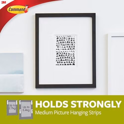 3M Command Medium Double Sided Picture Hanging Strips, White, 2 Packs of 4 Sets – 4