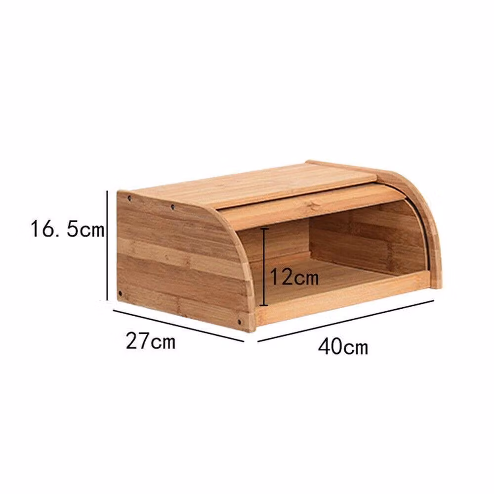 Ventryn 1-Layer Roll Top Bamboo Bread Bin in Beige, W/D/H: 40.0 x 27.0 x 16.5 cm – 2