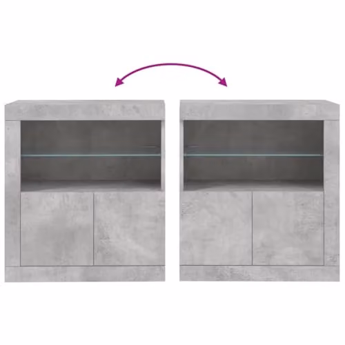 vidaXL Modern Sideboard with Integrated LED Lights in Matt Concrete Grey, W: 60.5 cm, D: 37 cm, H: 67 cm – 3