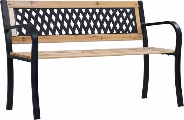 Berkfield Home Garden Bench in Brown Wood and Steel, Width: 120 cm – 1