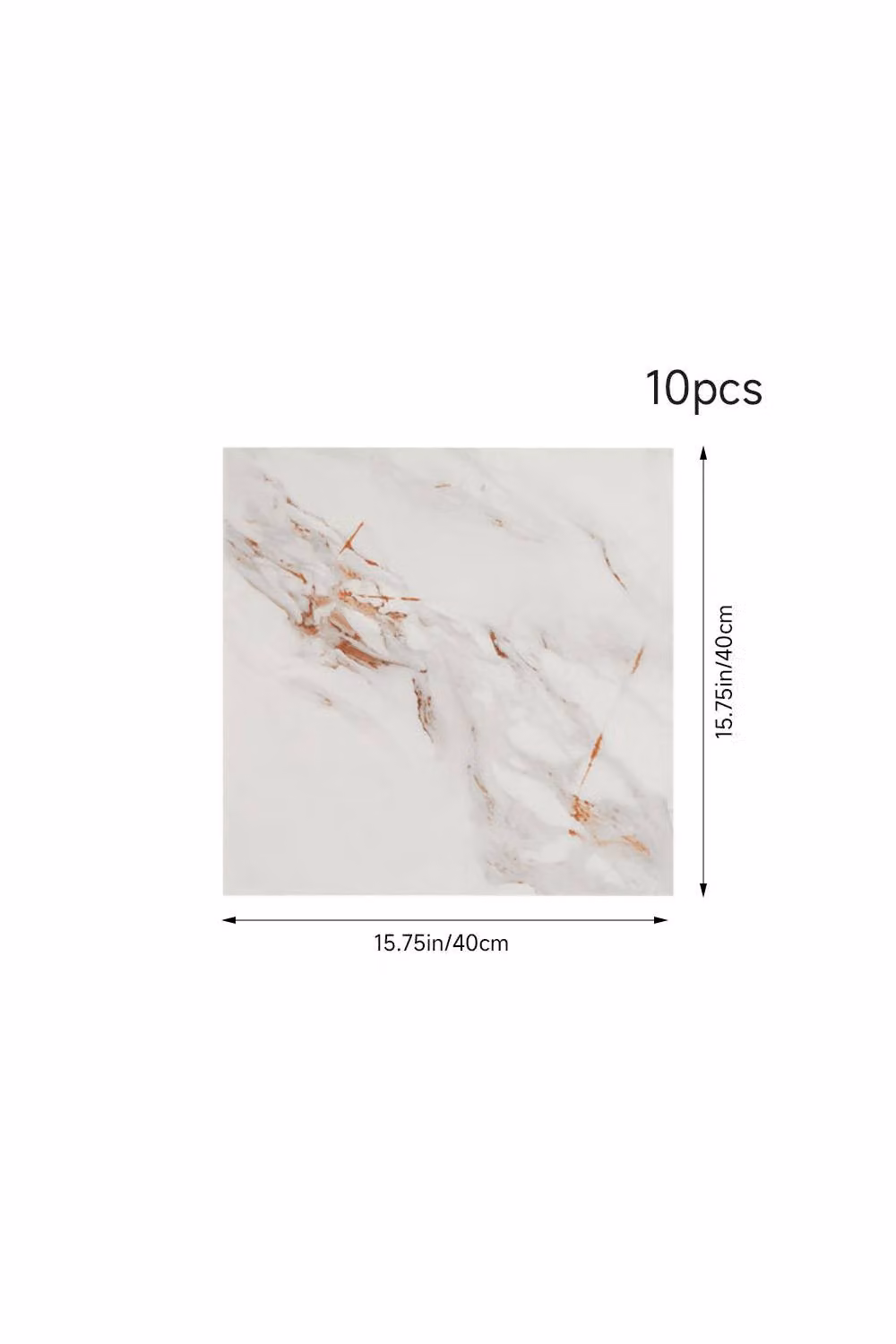 Living and Home Set of 10 Self-Adhesive Calacatta White Marble PVC Wall Stickers, W/D/H: 40 x 40 x 0.16 cm – 2