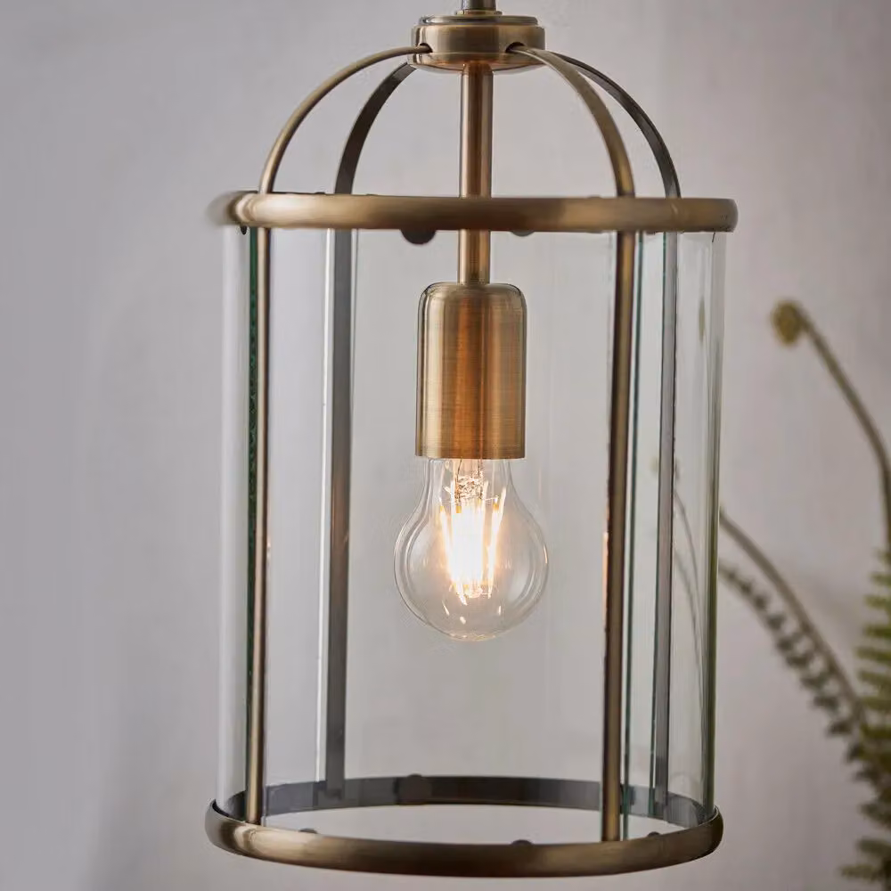 Loops Brass and Transparent Glass Hanging Ceiling Pendant Lantern Light – 2