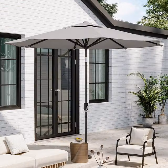 Breeins Large Rotating Outdoor Parasol in Grey, 3m Diameter