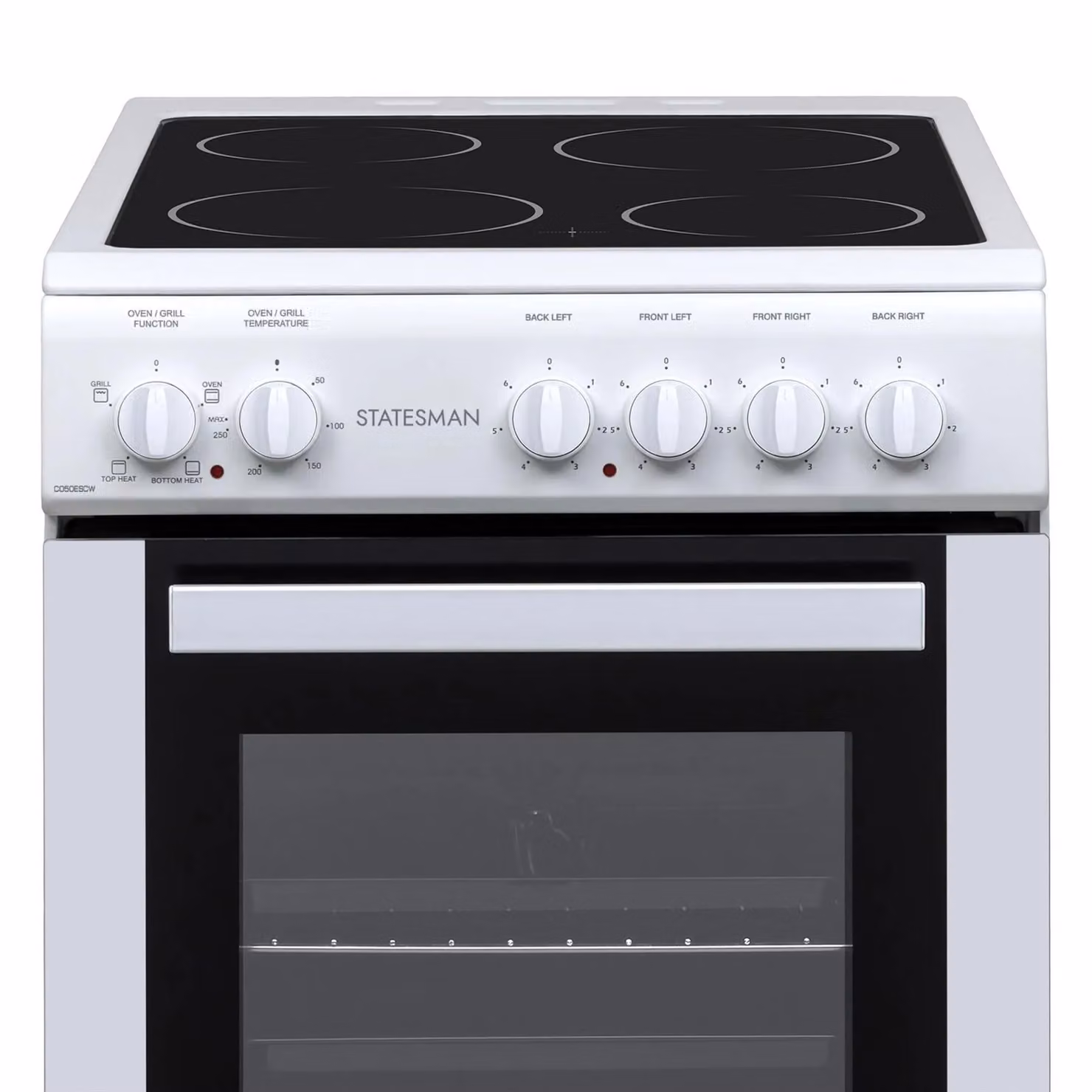 Statesman Freestanding Single Cavity Electric Cooker with 4 Ceramic Hobs and Grill, White – 2