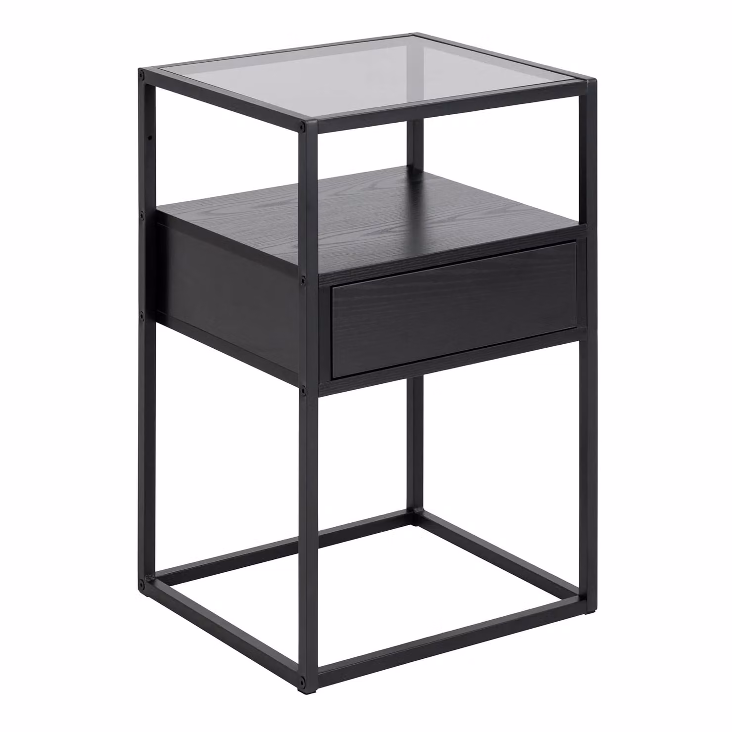 Furniture To Go Randolf Bedside Table in Black with Smoked Glass – 2