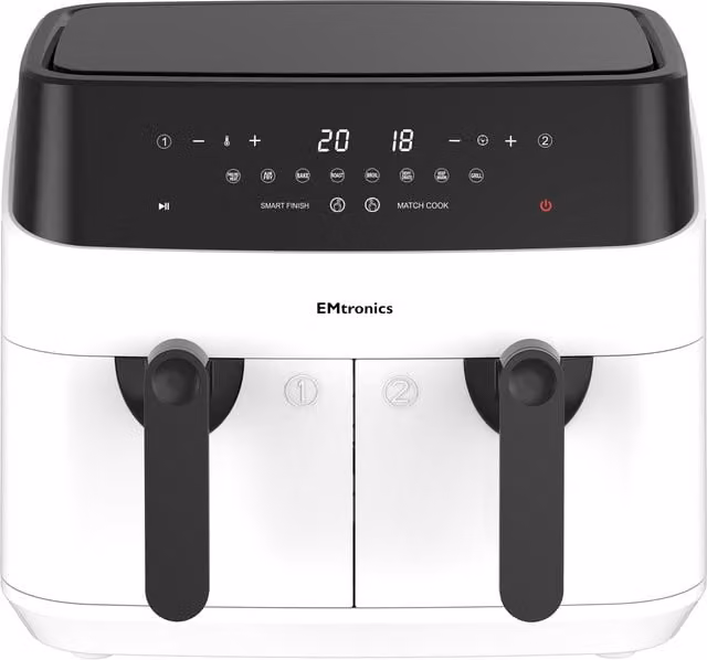 EMtronics Dual Zone 9 Litre Air Fryer in White