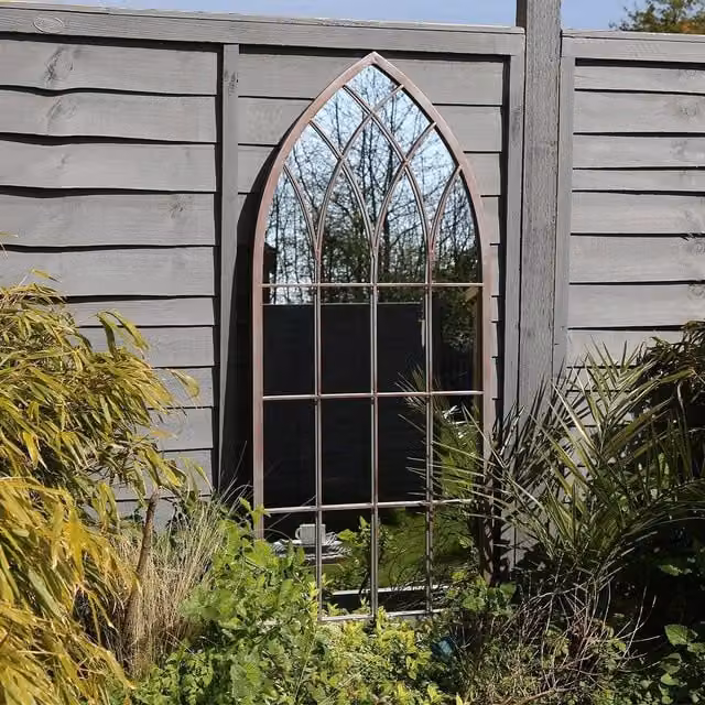 Charles Bentley Shabby Chic Oval Outdoor Hanging Arch Mirror, Grey, H 115 x W 50 cm – 1