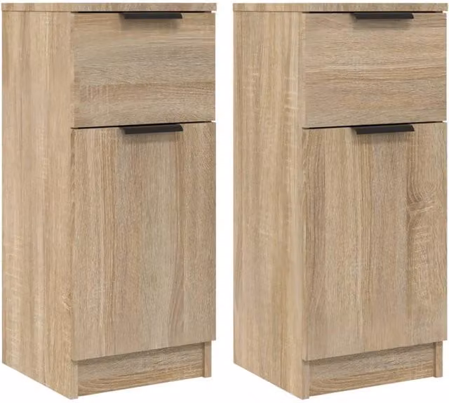 Berkfield Home Set of 2 Sonoma Oak Sideboards in Brown, W/D/H: 30 x 30 x 70 cm – 1