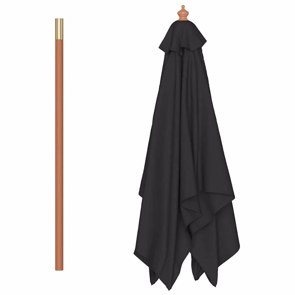 Berkfield Home Outdoor Parasol with Black Canopy and Bamboo Wood Pole, W: 150 cm, D: 200 cm, H: 235 cm – 4