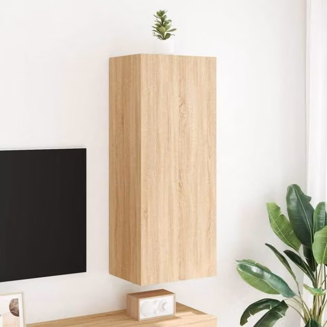 Berkfield Home Sonoma Oak TV Wall Cabinet, Brown, W: 40.5 cm, D: 30 cm, H: 102 cm