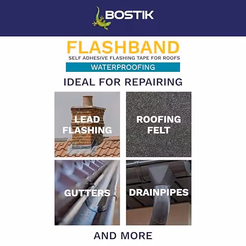 Bostik Flashband Self Adhesive Flashing Tape for Roofs, Grey, W: 10 cm x L: 3.75 m – 5