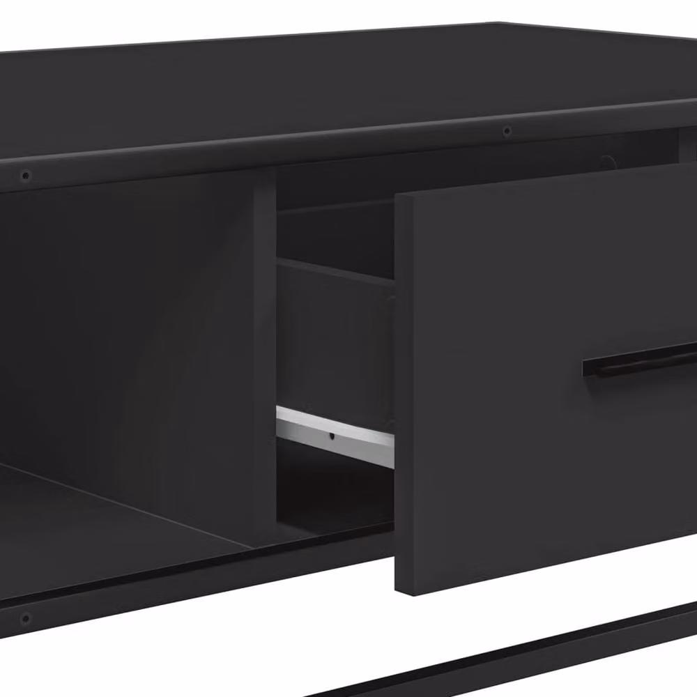 Berkfield Home Modern Black Coffee Table with Metal Sled Base, W/D/H: 100 x 57 x 35 cm – 4