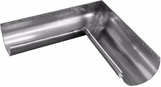 Coppa Gutta Titanium Zinc Large Half Round Gutter Internal Corner, 135 Degree, 165mm, Silver