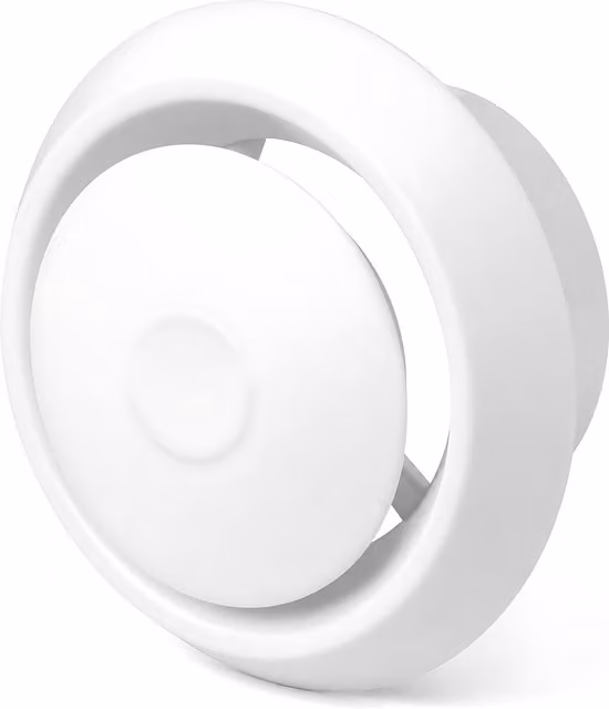 Sola Round Ceiling Air Vent Diffuser with Adjustable Airflow Plate, White, Face Diameter: 150 mm