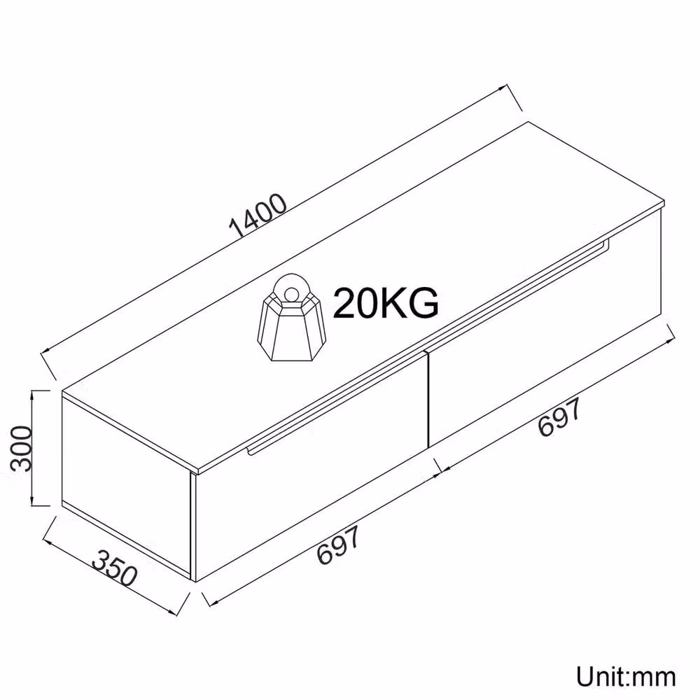FORGEVIO Modern High Gloss White Wall Mounted TV Stand Unit with Integrated Lighting – 2