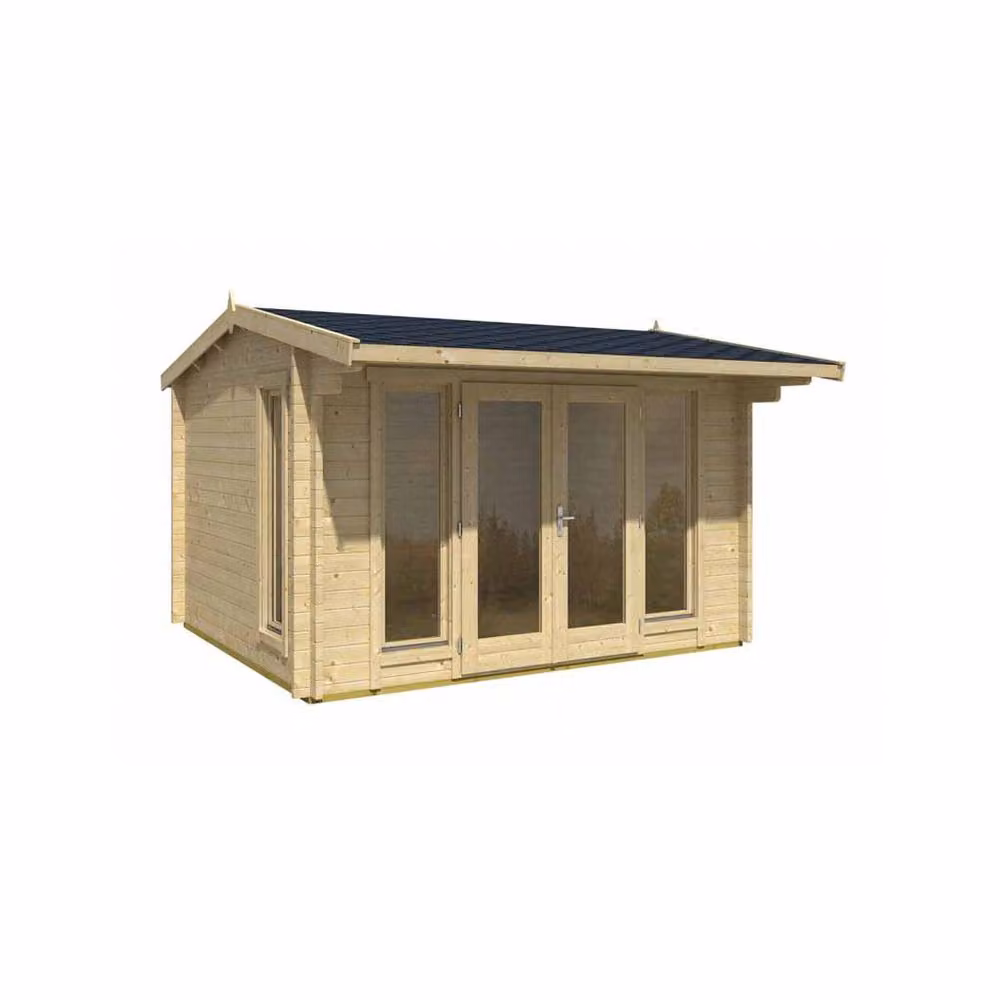 Lasita Maja Ltd Jubilee 44 Log Cabin Garden Room and Home Office in Light Brown, W: 412.5 cm, D: 370 cm, H: 245.1 cm – 2