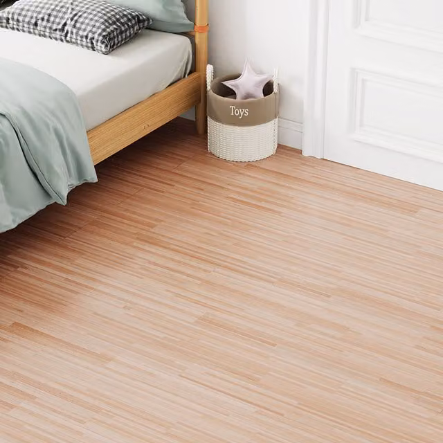 Darphe 36 Piece Self Adhesive Wood Look PVC Floor Tiles in Light Beige and Brown