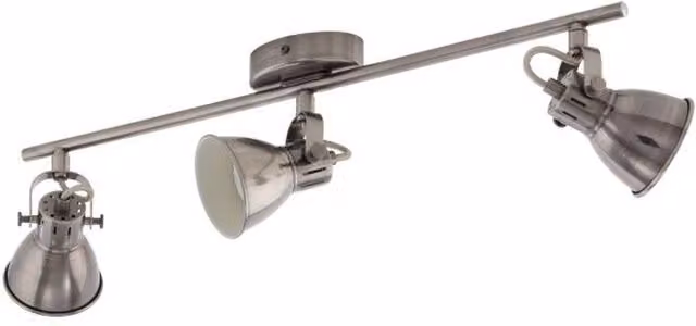 Eglo Seras 3-Spotlight Antique Nickel Ceiling Light with Adjustable Grey Metal Design