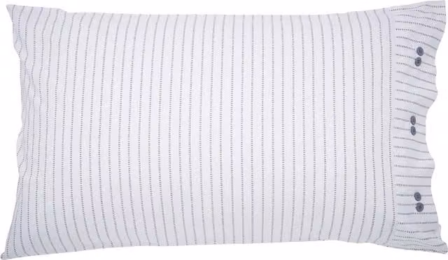 Bedeck of Belfast Elara Reversible Graphic Cotton Percale Standard Pillowcases, Blue/Green