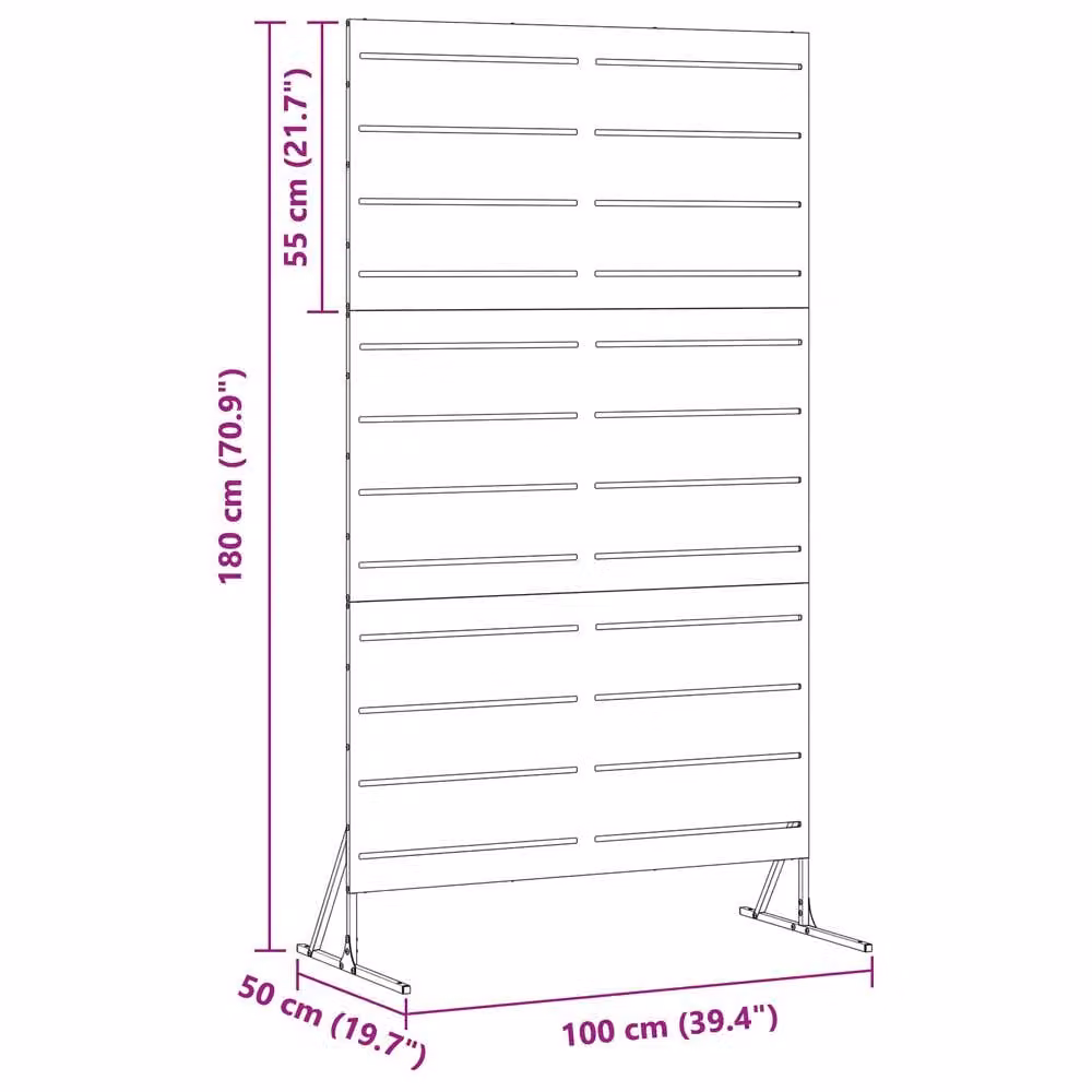 Berkfield Home Matte Black Steel Opaque Rectangular Privacy Screen, Height: 180 cm – 5