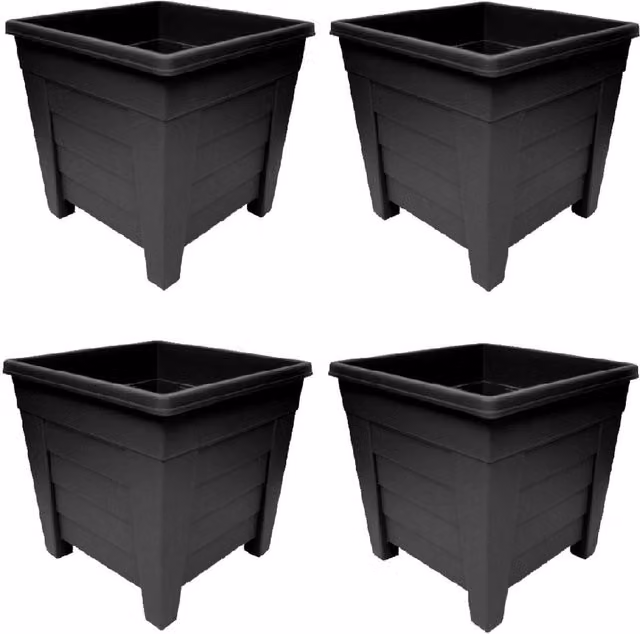 Thumbs Up Grosvenor Square Plastic Patio Planter, Black, 27 cm