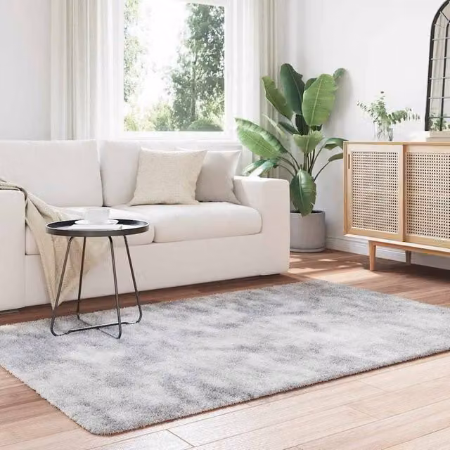 Berkfield Home Navarra Shaggy High Pile Rug in Silver Grey, W: 130 cm, D: 200 cm, Polyester – 1