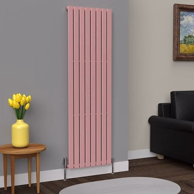 Lux Heat Flat Coloured Vertical Steel Radiator in Pink, H 180 cm x W 56 cm