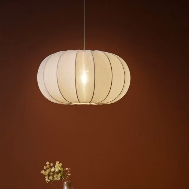 Wyld and Coco Modern Round Pendant Light with White Nylon Shade – 1
