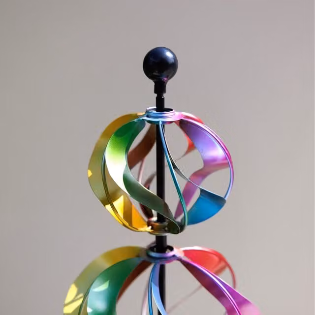 Primrose Three Sphere Multicoloured Geometric Kinetic Wind Spinner, Diameter: 18.5 cm