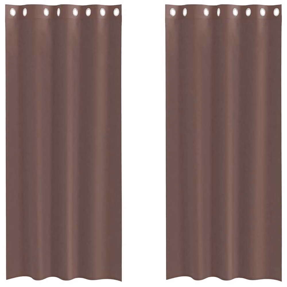 Berkfield Home Brown Voile Fabric Panel Curtains with Eyelets, 2 Pack, W: 140 cm, H: 245 cm – 3